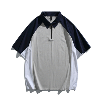 Polo majica kratkih rukava, udobnog kroja, print u blok bojama, japanski stil, muški ljetni polo 2026