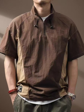Muška polo majica s kratkim rukavima, ležernog kroja, američki stil, retro casual, poliester mješavina