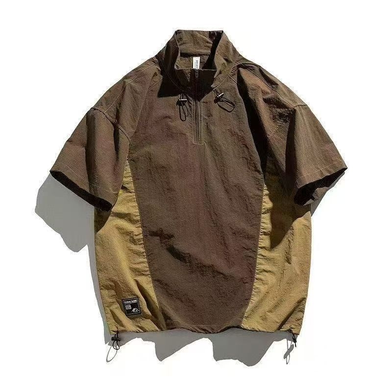 Muška polo majica s kratkim rukavima, ležernog kroja, američki stil, retro casual, poliester mješavina
