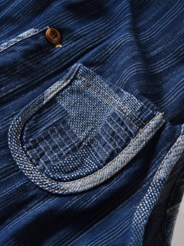 Isprana vintage džins vest s kontrastnim blokom boja, muška, širokog kroja, bez rukava, s V-izrezom, za jesen