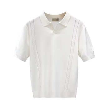 Muško ljetno polo od tankog pletenog ice silk materijala, kratki rukavi, slim fit, s ovratnikom