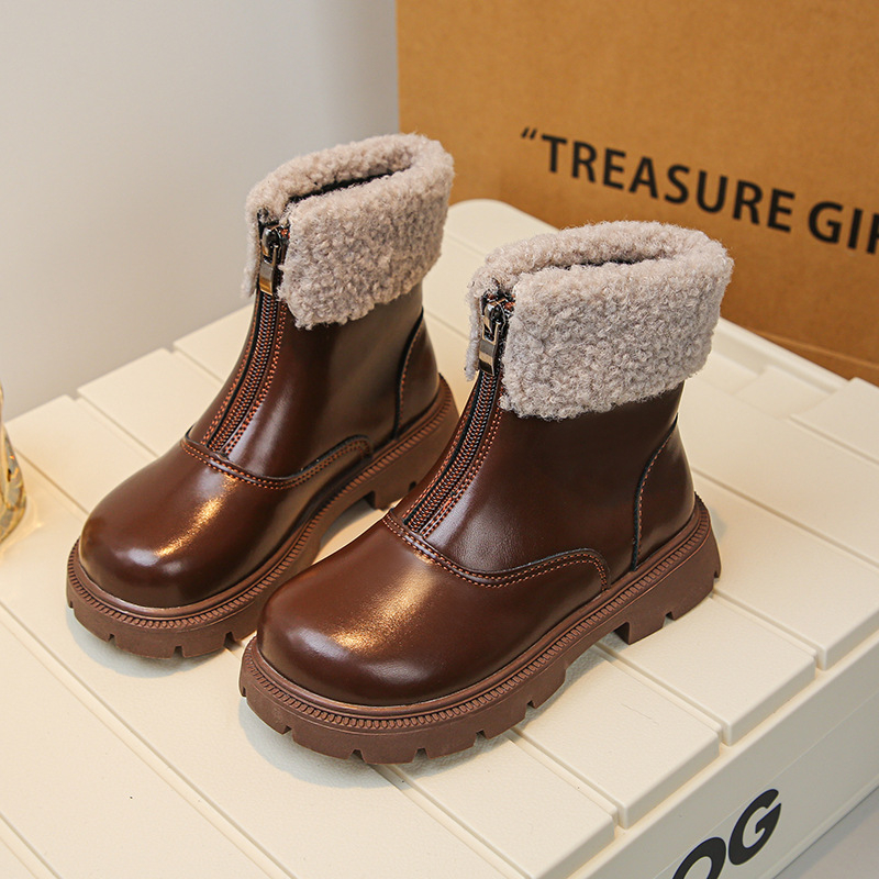 Djevojčice Martin čizme od umjetne kože, dvostruko pamučno podstavljene, zimske tople, mekana potplata, stil princeze