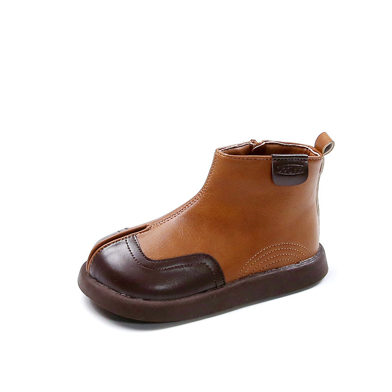Dječje martinske čizme za jesen/zimu 2025, toplo podstavljene, britanski stil, bočni zip, niski kroj, umjetna koža, retro izgled