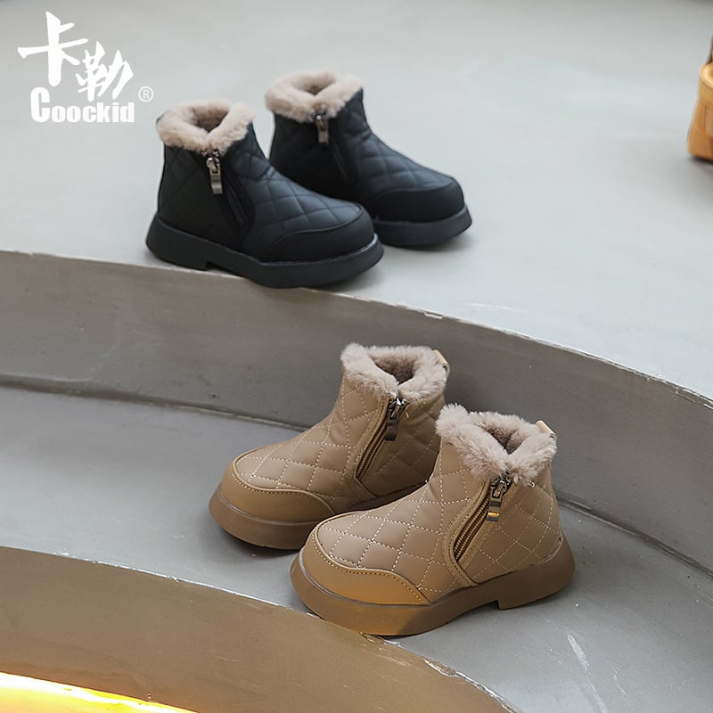 Κοριτσίστικα κοντά μποτάκια με fleece επένδυση για τον χειμώνα 2025, στυλ Martin, μποτάκια χιονιού