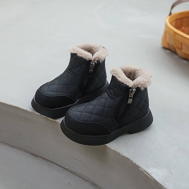 Κοριτσίστικα κοντά μποτάκια με fleece επένδυση για τον χειμώνα 2025, στυλ Martin, μποτάκια χιονιού