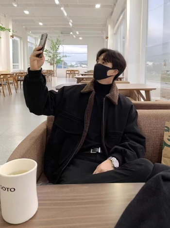 ASCLO мъжко яке за есен-зима, дебело подплатено, casual корейски стил, ретро, подплатено с флис и ламбска вълна, с ревер, къс модел