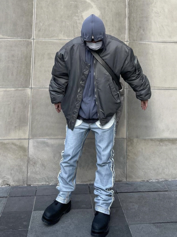 GRAILZ FK мъжко памучно подплатено яке, свободна кройка, уличен стил, едноцветно, casual