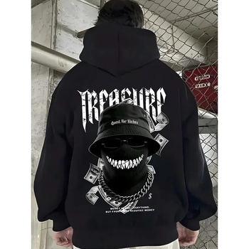 Европейски и американски стил мъжки суитшърт с буквен принт, готик дизайн, модерен градски уличен стил, есен 2025