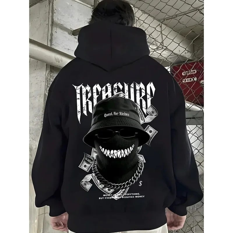 Европейски и американски стил мъжки суитшърт с буквен принт, готик дизайн, модерен градски уличен стил, есен 2025