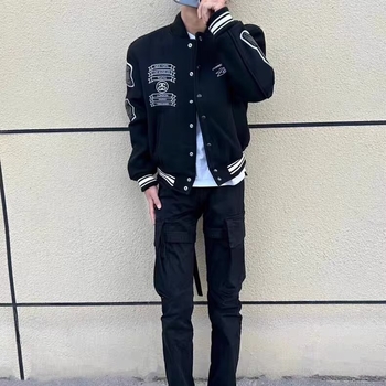 Мъжко бейзболно яке с бродерия, американски стил, пролет 2025, Slim fit