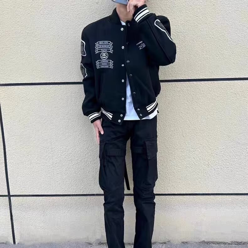 Мъжко бейзболно яке с бродерия, американски стил, пролет 2025, Slim fit