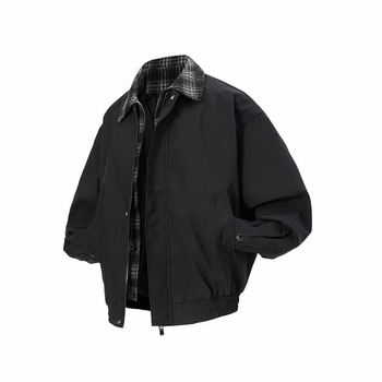 Американски стил кафяв Harrington яке за мъже, пролет, тънък силует, без качулка, ревер notch