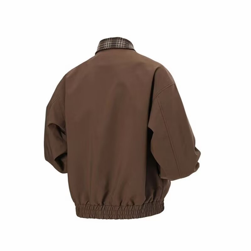 Американски стил кафяв Harrington яке за мъже, пролет, тънък силует, без качулка, ревер notch