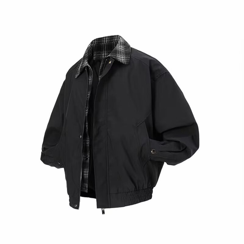 Американски стил кафяв Harrington яке за мъже, пролет, тънък силует, без качулка, ревер notch