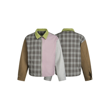 Пролетно американско ретро Harrington яке с patchwork и цветни блокове, унисекс каре работно яке