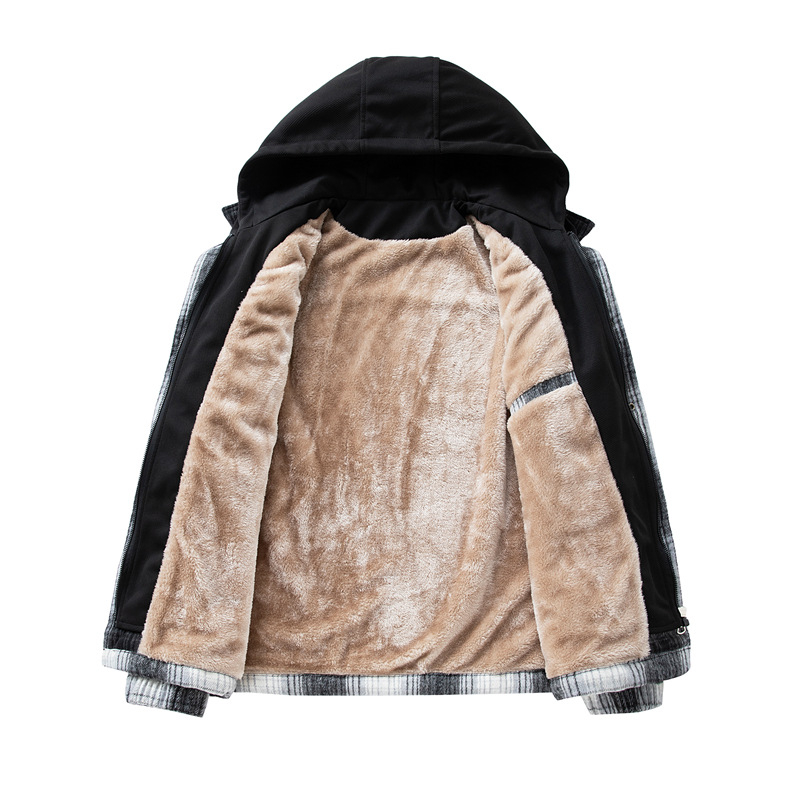 Есенно-зимно мъжко яке-кардиган с ревър в ретро стил, подплатено флисом