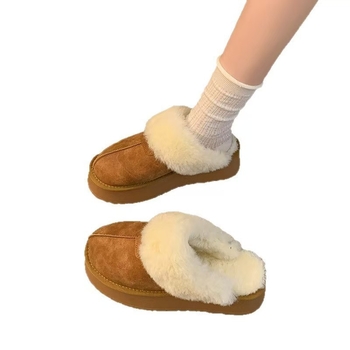 Ženske zimske čizme s krznom, slip-on, okrugli vrh, debeli potplat
