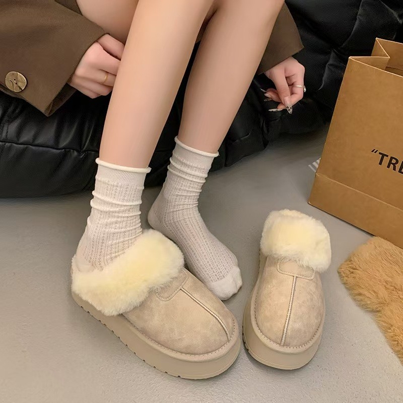 Ženske zimske čizme s krznom, slip-on, okrugli vrh, debeli potplat
