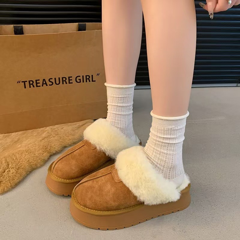 Ženske zimske čizme s krznom, slip-on, okrugli vrh, debeli potplat