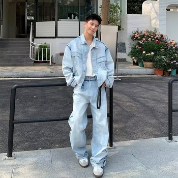 Мъжко деним яке, 2025 есен, casual работно облекло, свободна кройка, множество джобове