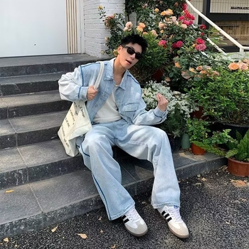 Мъжко деним яке, 2025 есен, casual работно облекло, свободна кройка, множество джобове