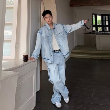 Мъжко деним яке, 2025 есен, casual работно облекло, свободна кройка, множество джобове