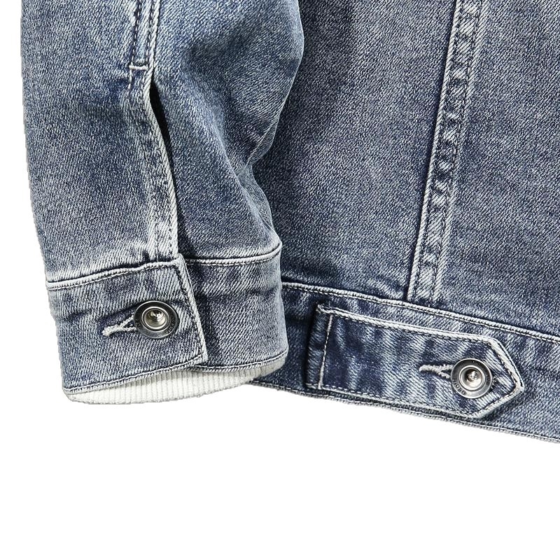 Мъжко дънково яке с еластична Slim Fit кройка, винтидж измиване, едноцветно, ежедневен стил, кежуъл работно облекло