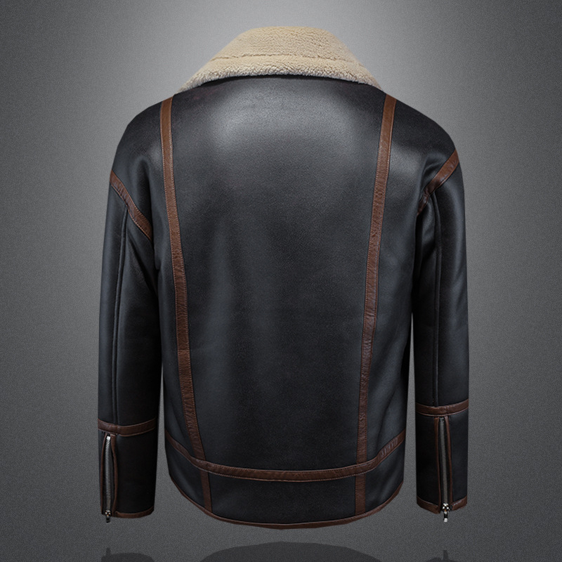 Мъжко палто от агнешка козина с подплата от флийс, качулка, дебело, ежедневен стил