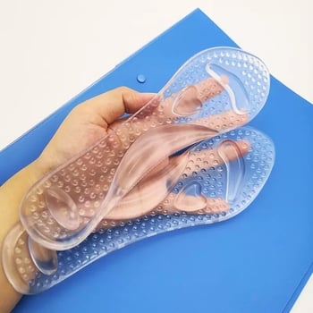 PU стелки за жени, 3/4 дължина, двойна аркова опора, силиконова подплата, удебелени за облекчаване на болката, масаж, сърдцевидна форма за високи токчета