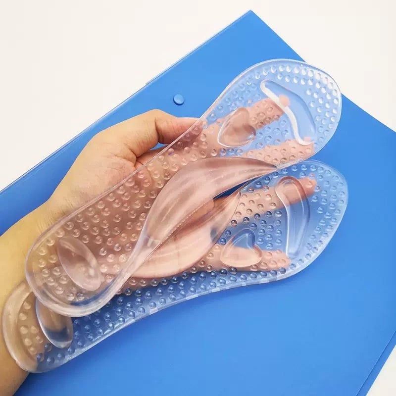 PU стелки за жени, 3/4 дължина, двойна аркова опора, силиконова подплата, удебелени за облекчаване на болката, масаж, сърдцевидна форма за високи токчета