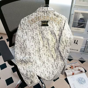 Дънково яке с ревер, мъжко свободно прилягане, модел 2025