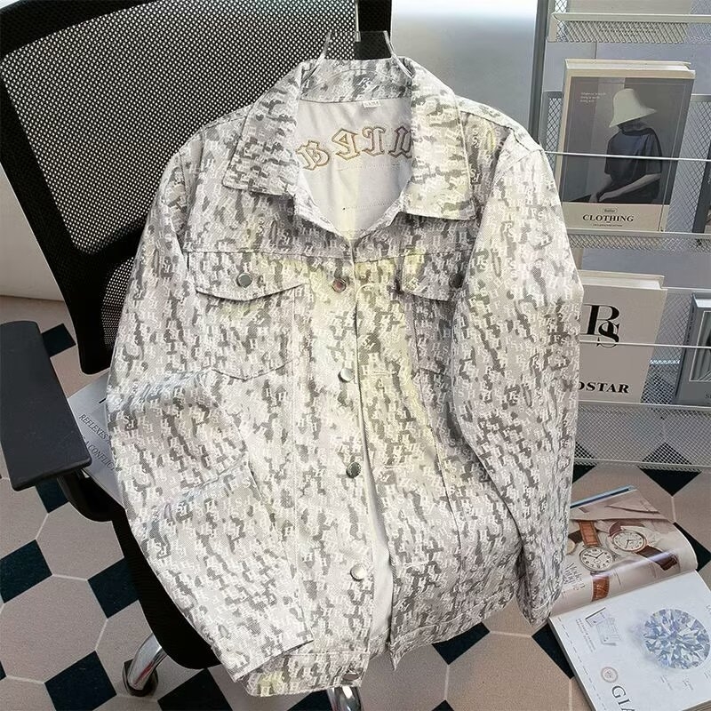 Дънково яке с ревер, мъжко свободно прилягане, модел 2025