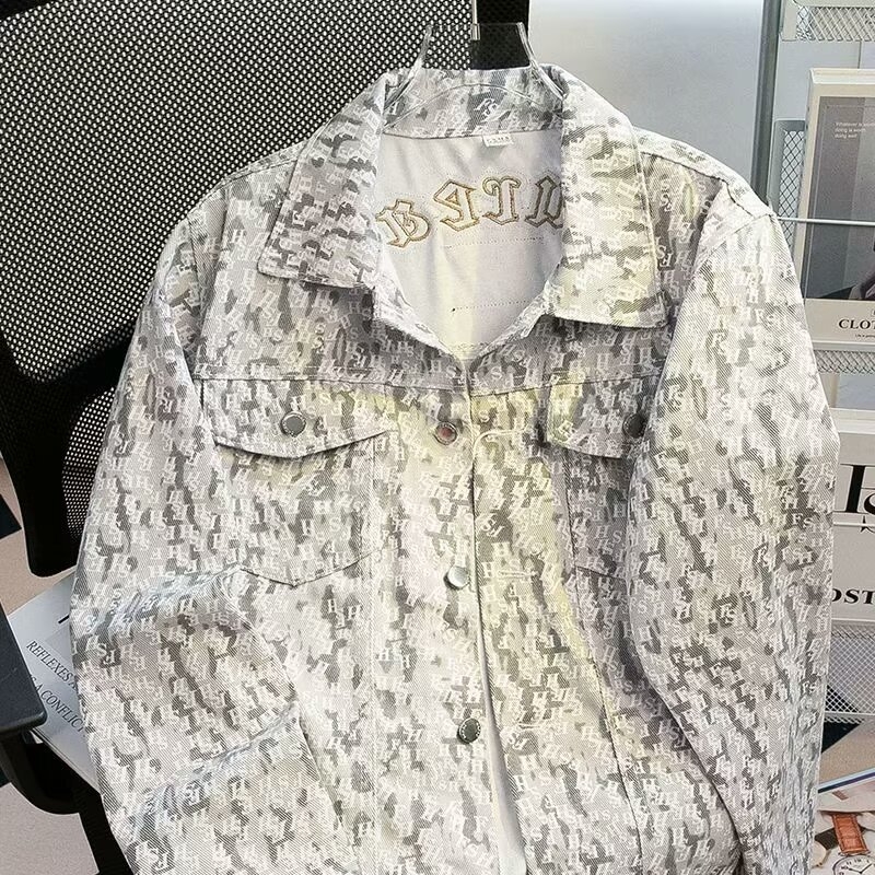 Дънково яке с ревер, мъжко свободно прилягане, модел 2025