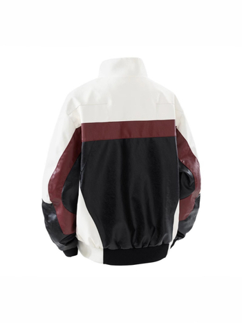 Мъжко PU кожено мотоциклетно яке със стояща яка, американски стил, свободен силует