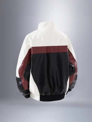 Мъжко PU кожено мотоциклетно яке със стояща яка, американски стил, свободен силует