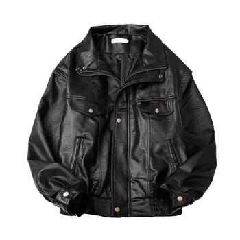 Vintage PU kožna jakna za muškarce, kratka, proljeće–jesen, pilotski stil