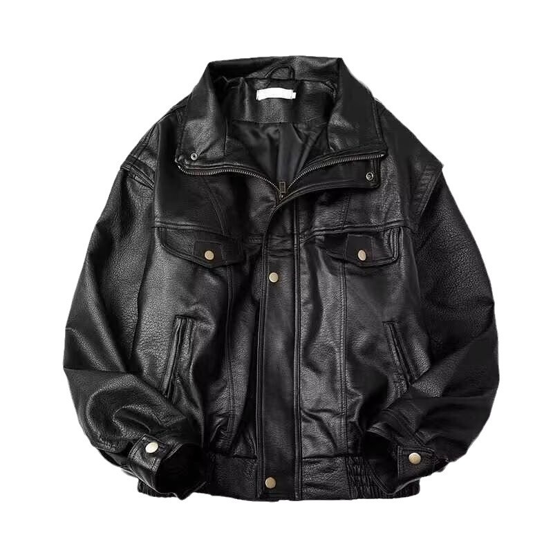 Vintage PU kožna jakna za muškarce, kratka, proljeće–jesen, pilotski stil