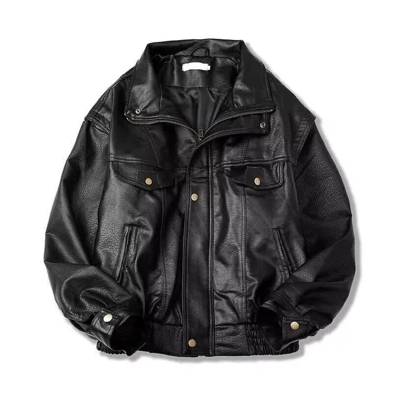 Vintage PU kožna jakna za muškarce, kratka, proljeće–jesen, pilotski stil