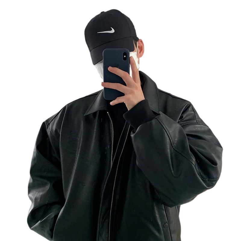 Мъжко PU кожено яке в корейски стил с двойна ципа и раменни подплънки, байкерски дизайн за есенно-зимния сезон