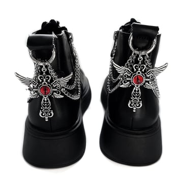 Синя верига за обувки от титаниева стомана с очи на демона, универсална верига, стил кръстосани крила, обувна катарама, мартин ботуши, декоративна катарама, нова