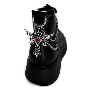 Синя верига за обувки от титаниева стомана с очи на демона, универсална верига, стил кръстосани крила, обувна катарама, мартин ботуши, декоративна катарама, нова