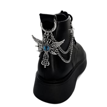 Синя верига за обувки от титаниева стомана с очи на демона, универсална верига, стил кръстосани крила, обувна катарама, мартин ботуши, декоративна катарама, нова