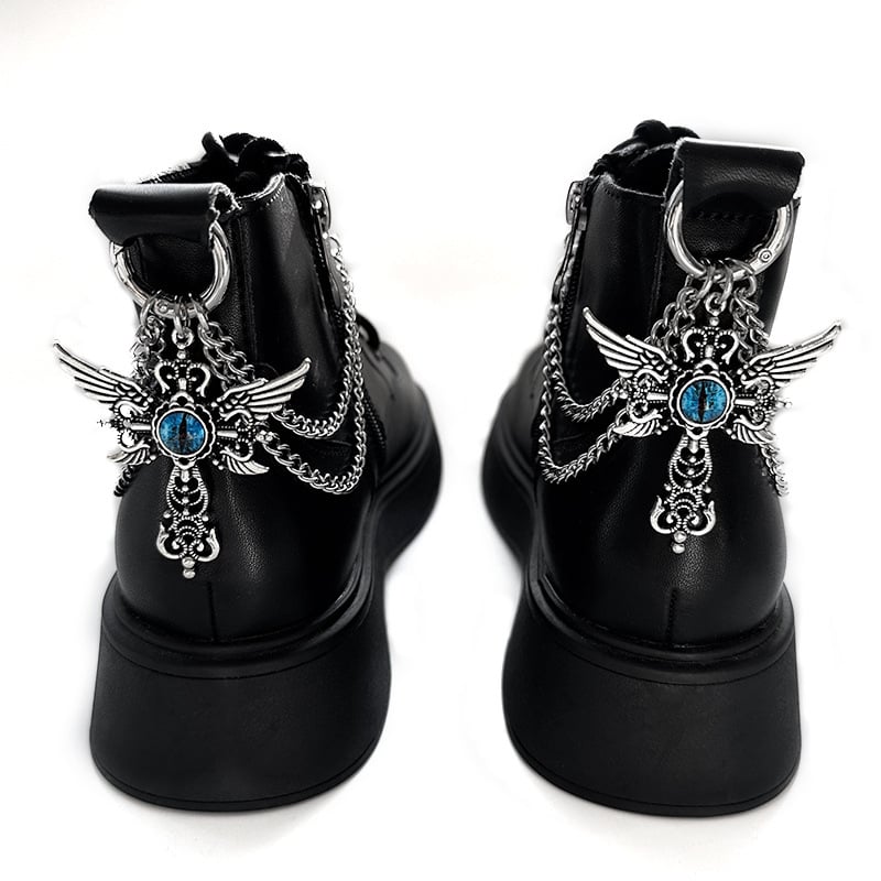 Синя верига за обувки от титаниева стомана с очи на демона, универсална верига, стил кръстосани крила, обувна катарама, мартин ботуши, декоративна катарама, нова