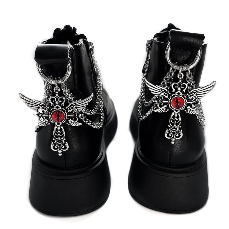 Синя верига за обувки от титаниева стомана с очи на демона, универсална верига, стил кръстосани крила, обувна катарама, мартин ботуши, декоративна катарама, нова