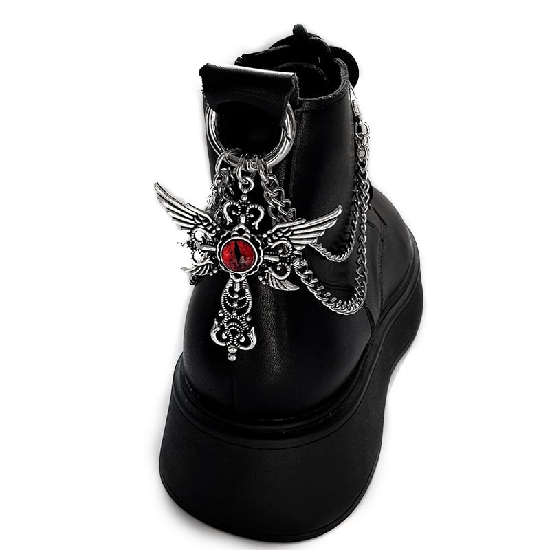 Синя верига за обувки от титаниева стомана с очи на демона, универсална верига, стил кръстосани крила, обувна катарама, мартин ботуши, декоративна катарама, нова