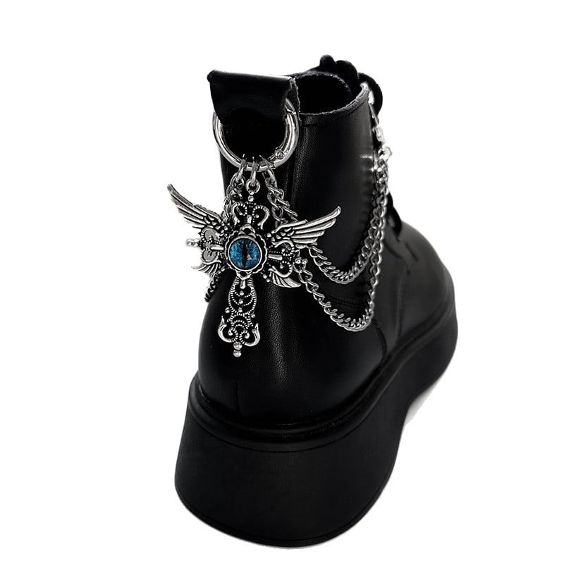 Синя верига за обувки от титаниева стомана с очи на демона, универсална верига, стил кръстосани крила, обувна катарама, мартин ботуши, декоративна катарама, нова