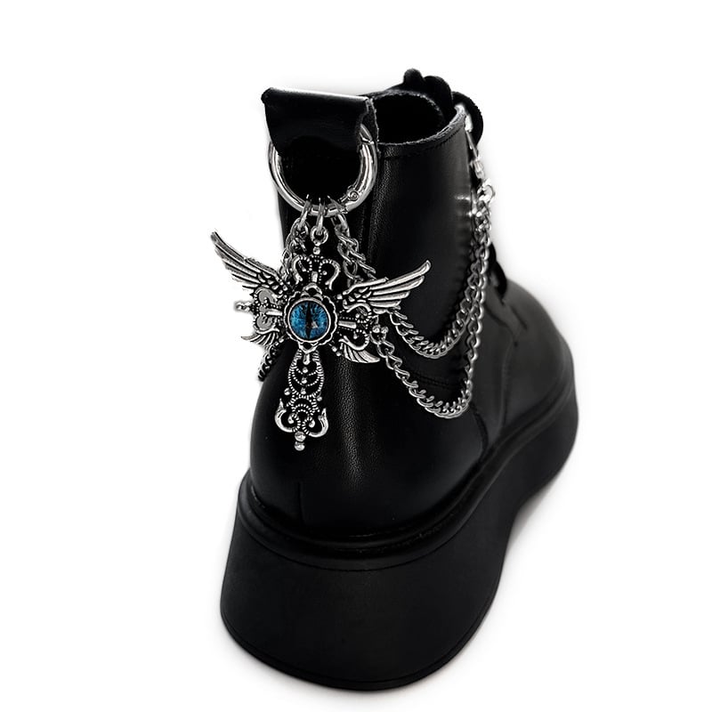 Синя верига за обувки от титаниева стомана с очи на демона, универсална верига, стил кръстосани крила, обувна катарама, мартин ботуши, декоративна катарама, нова