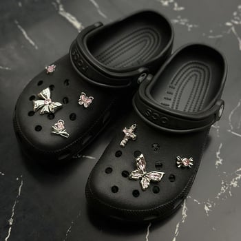 Метална декоративна катарама във формата на цвете и пеперуда за Crocs стил сандали — DIY аксесоари