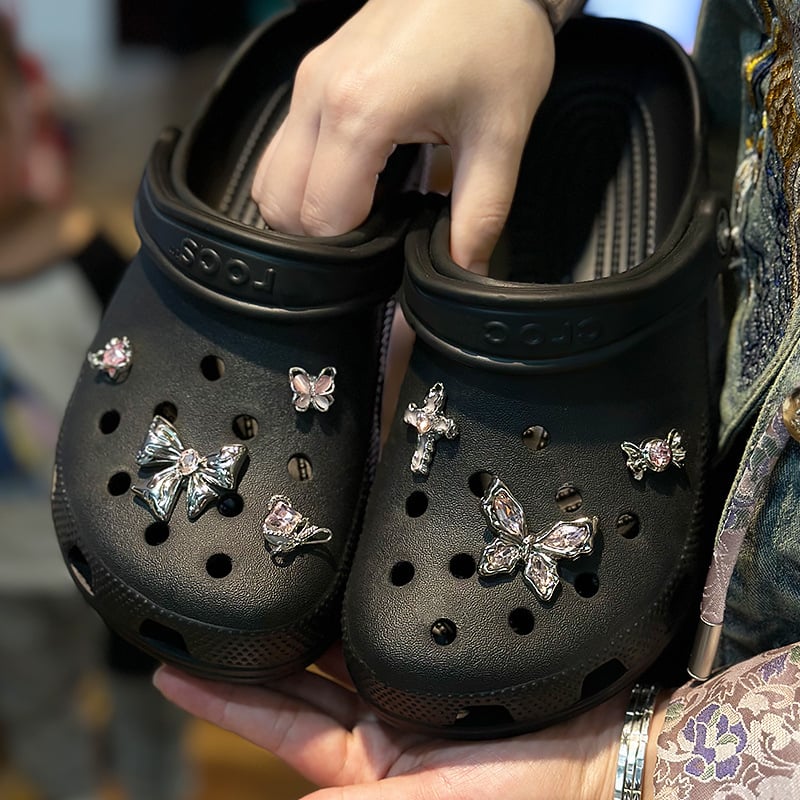 Метална декоративна катарама във формата на цвете и пеперуда за Crocs стил сандали — DIY аксесоари
