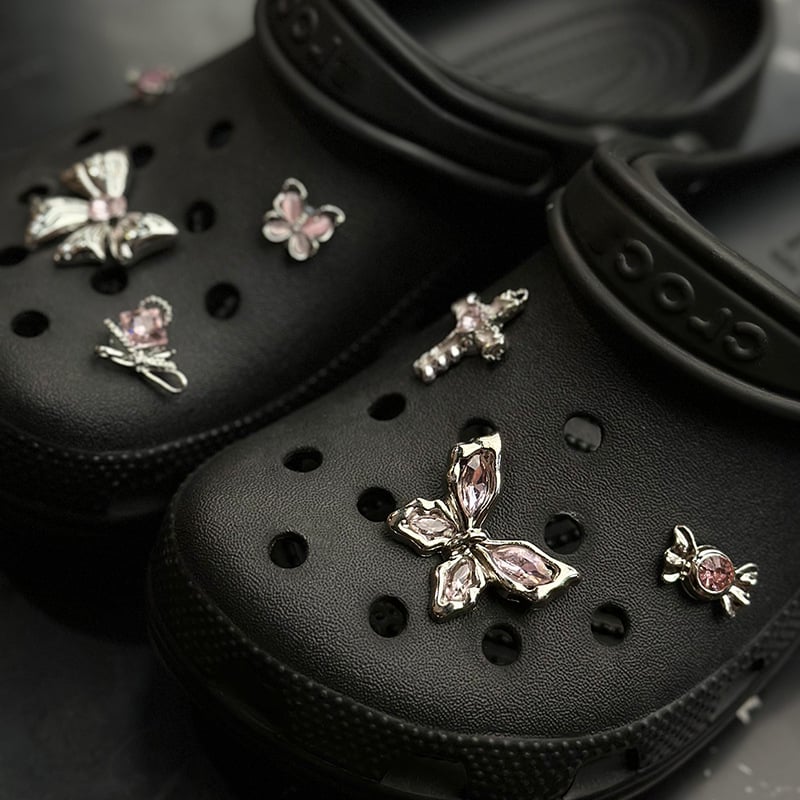 Метална декоративна катарама във формата на цвете и пеперуда за Crocs стил сандали — DIY аксесоари